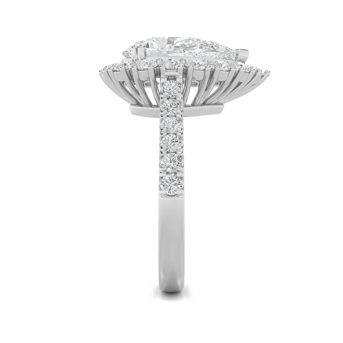 4CTW Pear Lab-Grown Diamond Prong Bold Classic Engagement Ring 28 Stones