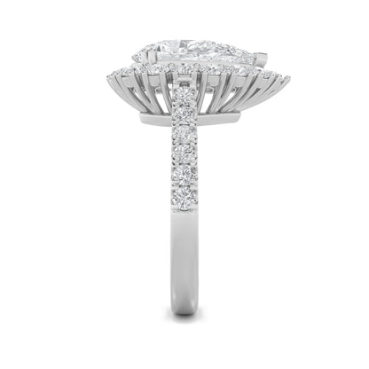 4CTW Pear Lab-Grown Diamond Prong Bold Classic Engagement Ring 28 Stones