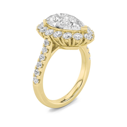 4CTW Pear Lab-Grown Diamond Prong Bold Classic Engagement Ring 28 Stones