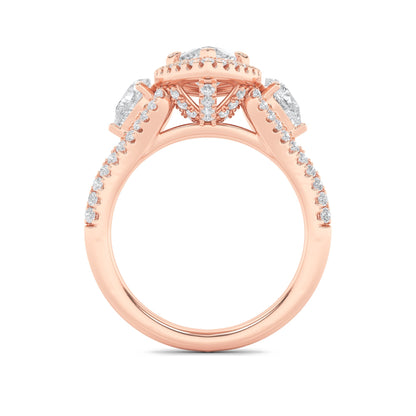 3CTW Marquise Lab-Grown Diamond Prong Three Stone Bold Accented Engagement Ring 95 Stones