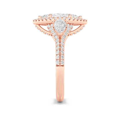 3CTW Marquise Lab-Grown Diamond Prong Three Stone Bold Accented Engagement Ring 95 Stones