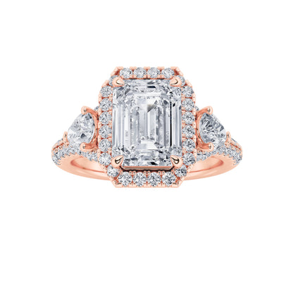 3CTW Radiant Lab-Grown Diamond Prong Accented Three Stone Ring 89 Stones
