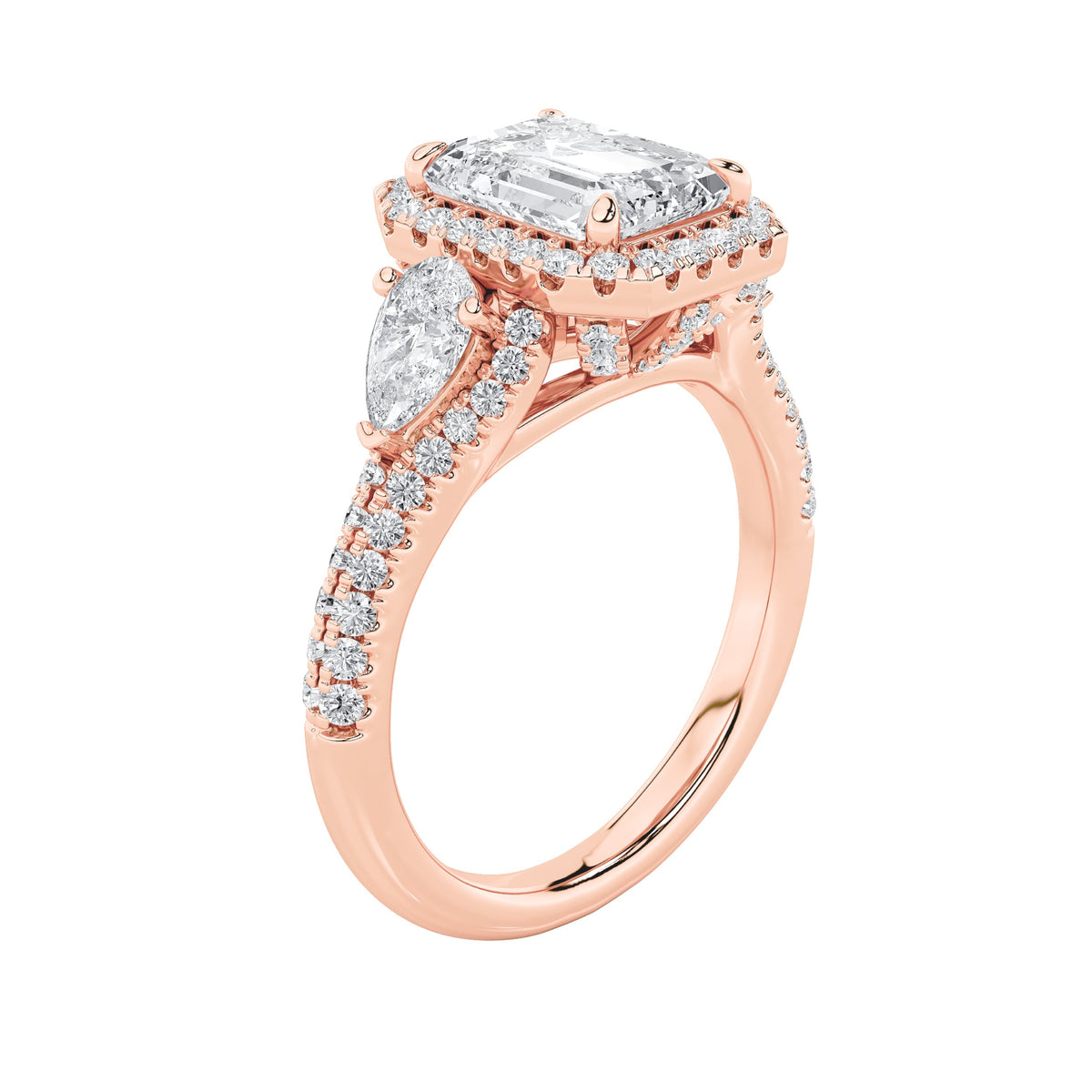 3CTW Radiant Lab-Grown Diamond Prong Accented Three Stone Ring 89 Stones