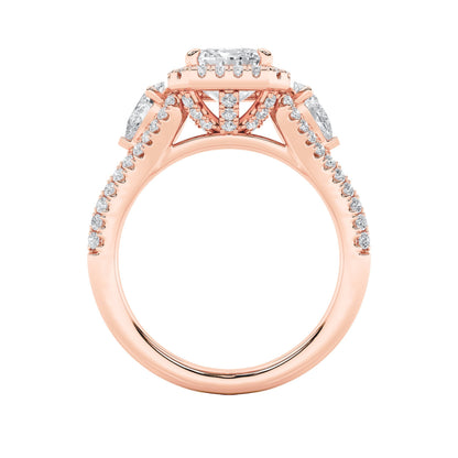 3CTW Radiant Lab-Grown Diamond Prong Accented Three Stone Ring 89 Stones