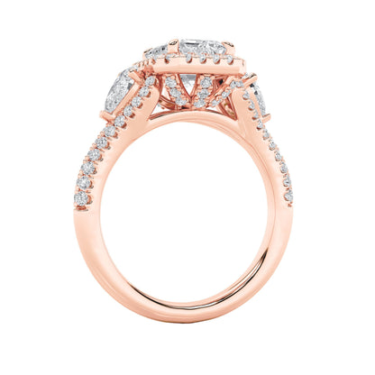 3CTW Radiant Lab-Grown Diamond Prong Accented Three Stone Ring 89 Stones