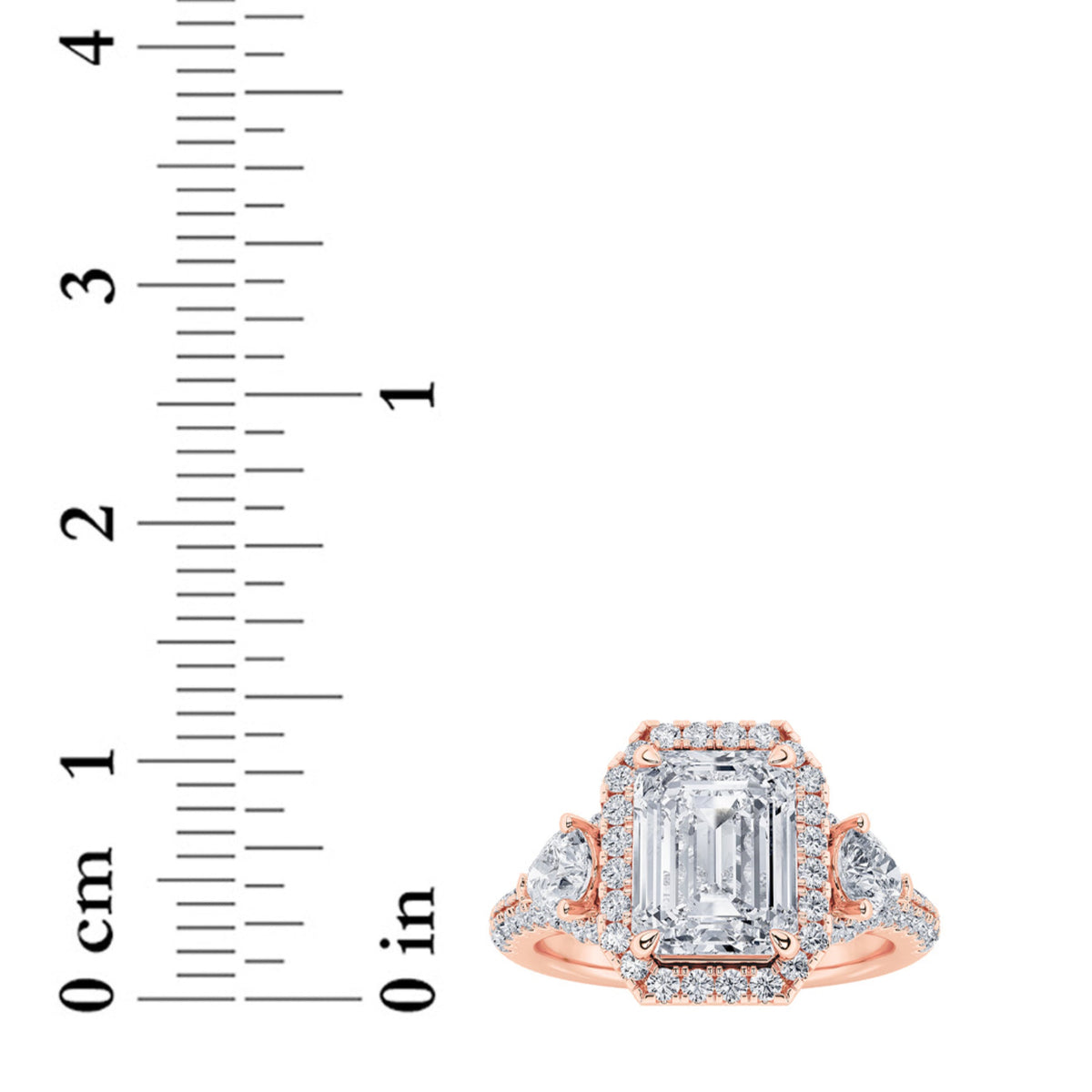 3CTW Radiant Lab-Grown Diamond Prong Accented Three Stone Ring 89 Stones
