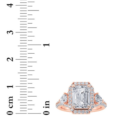 3CTW Radiant Lab-Grown Diamond Prong Accented Three Stone Ring 89 Stones