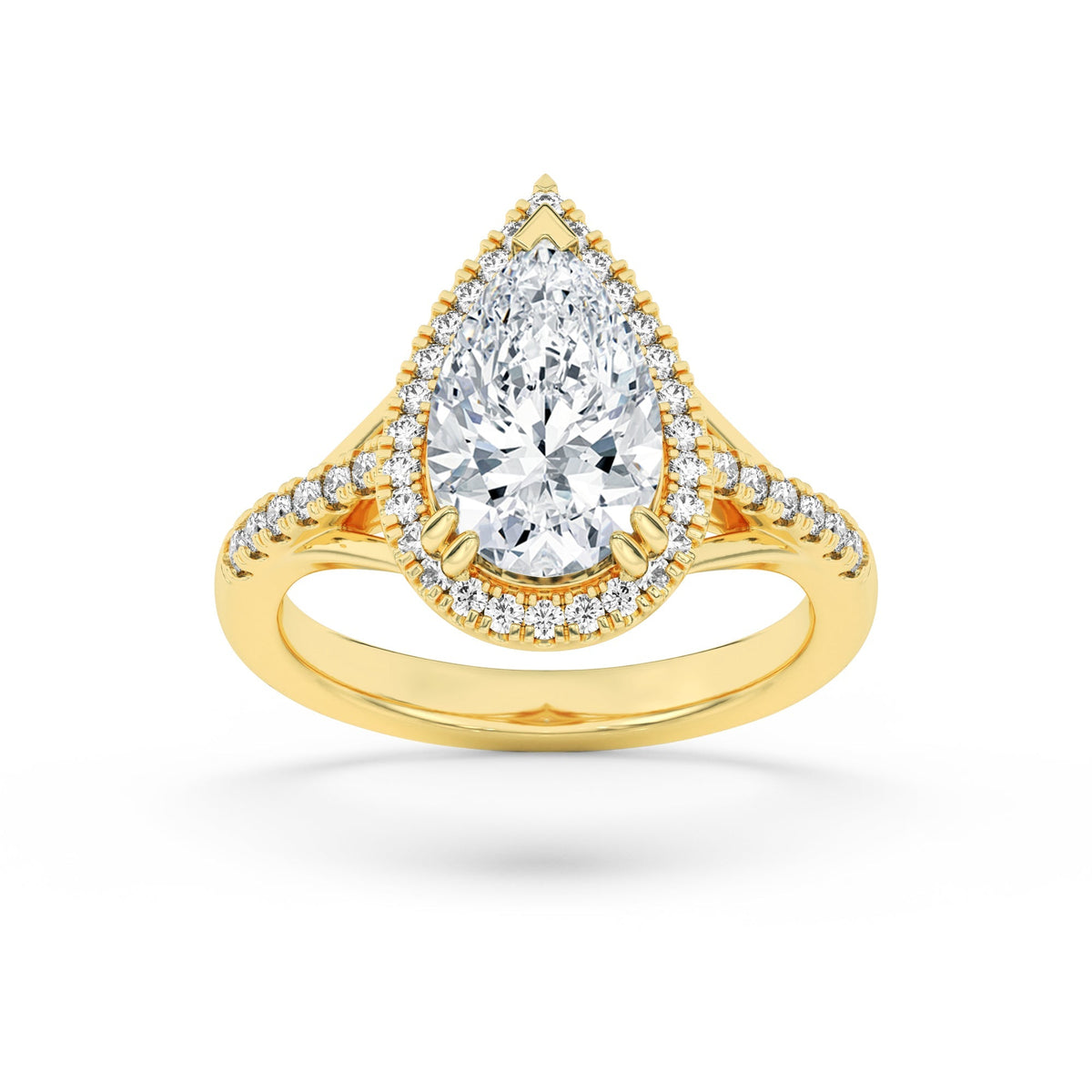 3CTW Pear Lab-Grown Diamond Prong Halo Accented Engagement Ring 43 Stones