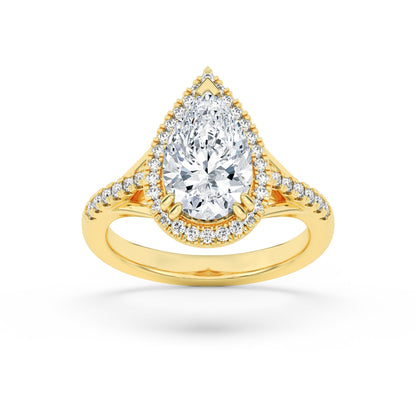 3CTW Pear Lab-Grown Diamond Prong Halo Accented Engagement Ring 43 Stones