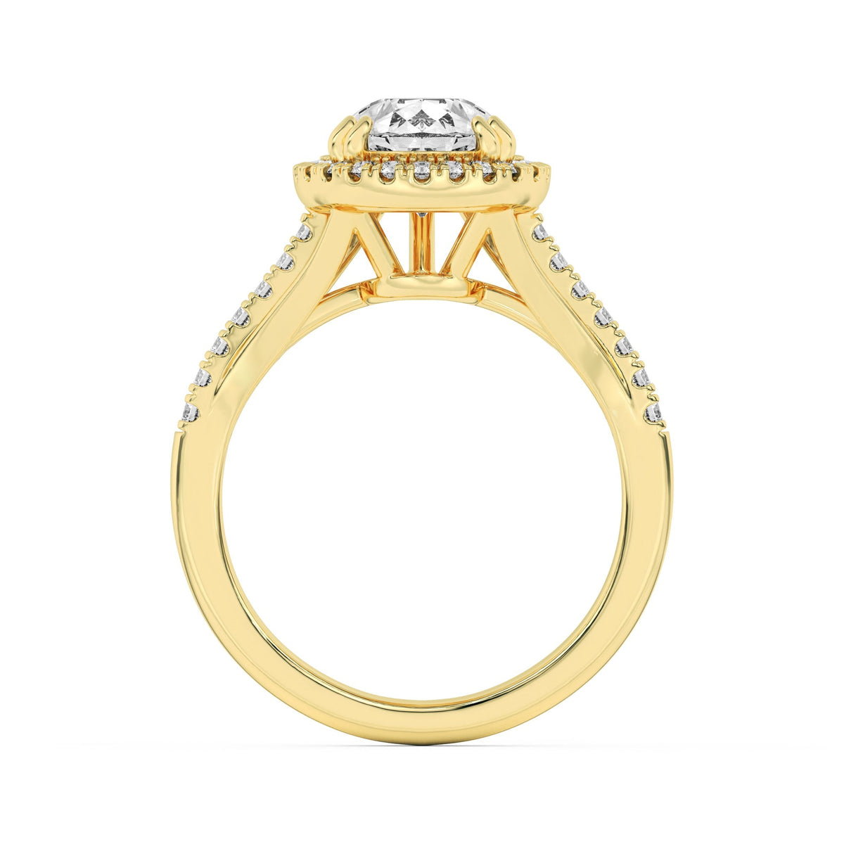 3CTW Pear Lab-Grown Diamond Prong Halo Accented Engagement Ring 43 Stones