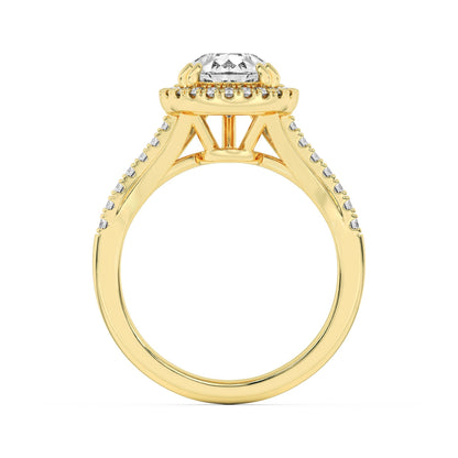 3CTW Pear Lab-Grown Diamond Prong Halo Accented Engagement Ring 43 Stones