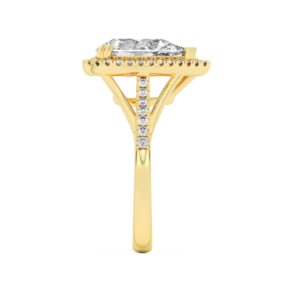 3CTW Pear Lab-Grown Diamond Prong Halo Accented Engagement Ring 43 Stones