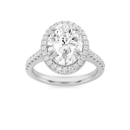 2.5CTW Oval Lab-Grown Diamond Prong Classic Halo Accented Engagement Ring 53 Stones