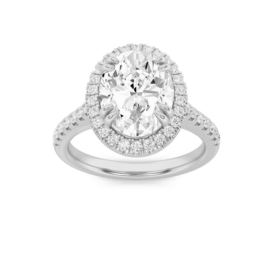 2.5CTW Oval Lab-Grown Diamond Prong Classic Halo Accented Engagement Ring 53 Stones