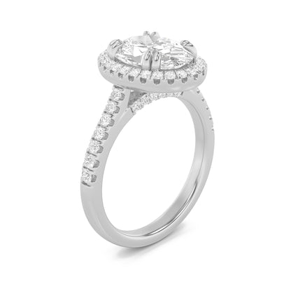 2.5CTW Oval Lab-Grown Diamond Prong Classic Halo Accented Engagement Ring 53 Stones