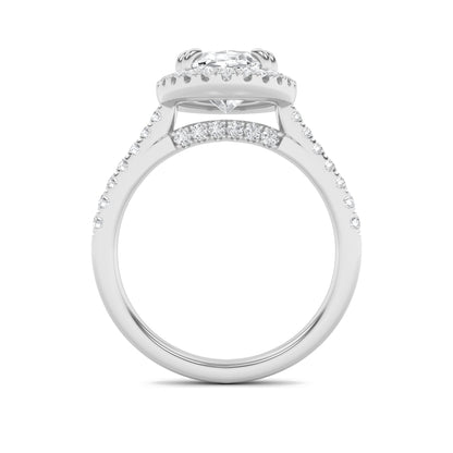 2.5CTW Oval Lab-Grown Diamond Prong Classic Halo Accented Engagement Ring 53 Stones