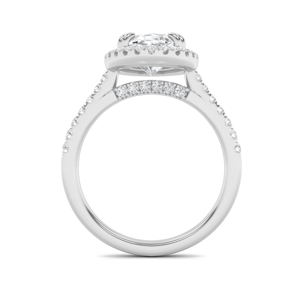 3CTW Oval Lab-Grown Diamond Prong Classic Halo Accented Engagement Ring 53 Stones