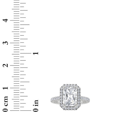 3CTW Radiant Lab-Grown Diamond Prong Classic Halo Accented Engagement Ring 51 Stones