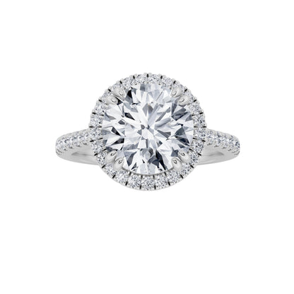 5CTW Round Lab-Grown Diamond Prong Classic Halo Accented Engagement Ring 53 Stones