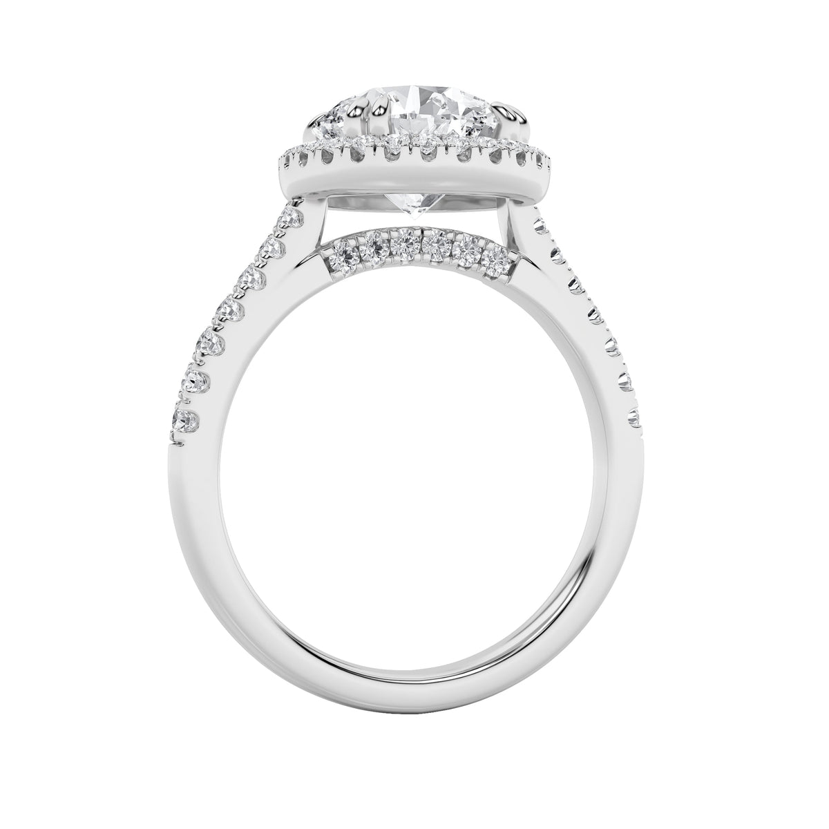 5CTW Round Lab-Grown Diamond Prong Classic Halo Accented Engagement Ring 53 Stones