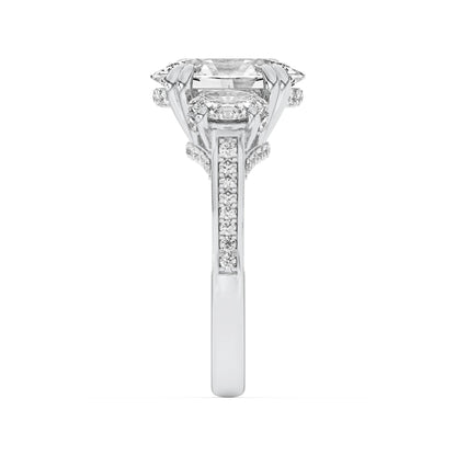 3CTW Oval Lab-Grown Diamond Prong Three Stone Accented Engagement Ring 87 Stones