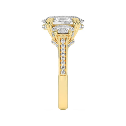 5CTW Oval Lab-Grown Diamond Prong Three Stone Accented Engagement Ring 89 Stones