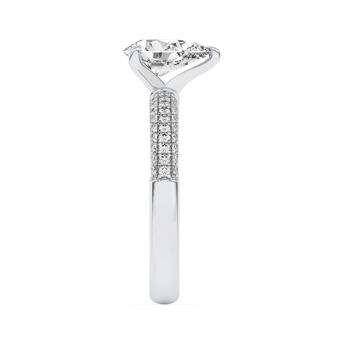 1.5CTW Pear Lab-Grown Diamond Prong Three Row Micro Pave Engagement Ring 57 Stones