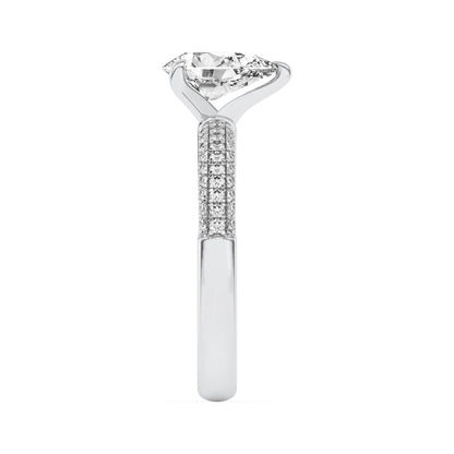 1.5CTW Pear Lab-Grown Diamond Prong Three Row Micro Pave Engagement Ring 57 Stones