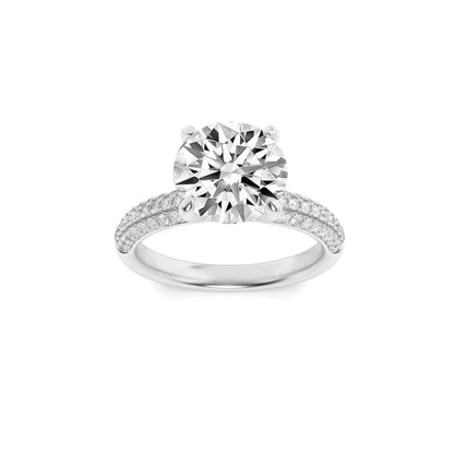 1.5CTW Round Lab-Grown Diamond Prong Three Row Micro Pave Engagement Ring 57 Stones