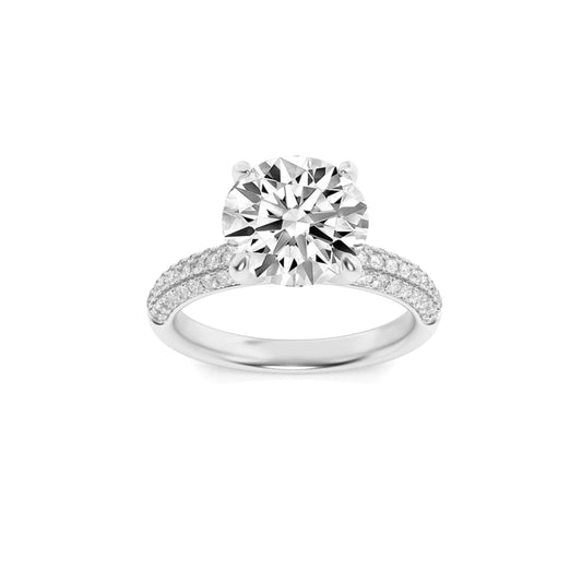 1.5CTW Round Lab-Grown Diamond Prong Three Row Micro Pave Engagement Ring 57 Stones