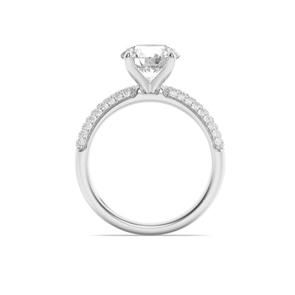 1.5CTW Round Lab-Grown Diamond Prong Three Row Micro Pave Engagement Ring 57 Stones