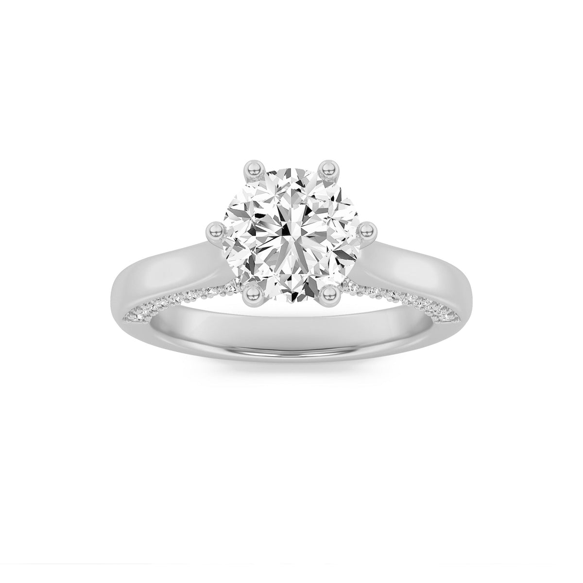 1.25CTW Round Lab-Grown Diamond Prong Tulip Motif Accented Engagement Ring 53 Stones