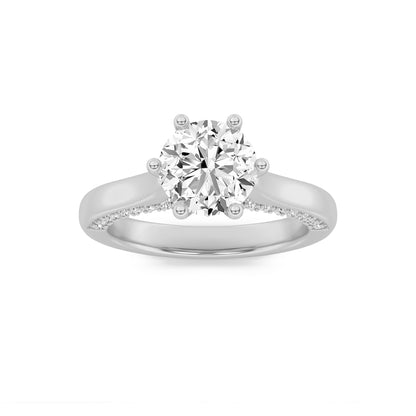 1.25CTW Round Lab-Grown Diamond Prong Tulip Motif Accented Engagement Ring 53 Stones
