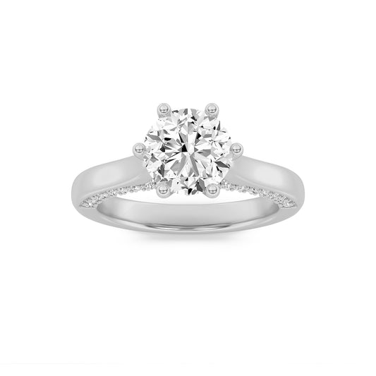 1.25CTW Round Lab-Grown Diamond Prong Tulip Motif Accented Engagement Ring 53 Stones