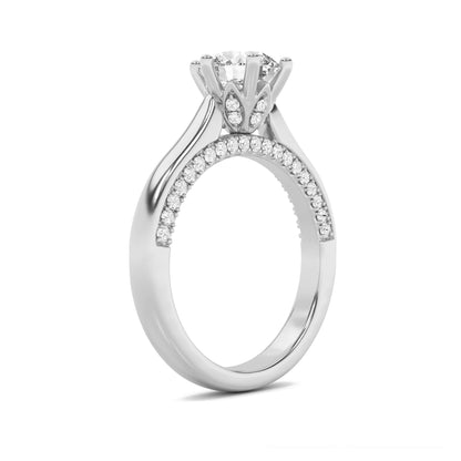 1.25CTW Round Lab-Grown Diamond Prong Tulip Motif Accented Engagement Ring 53 Stones