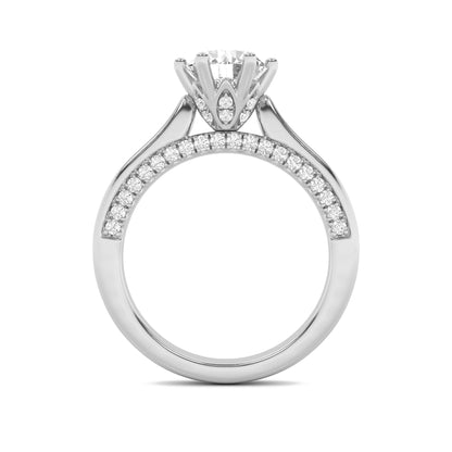 1.25CTW Round Lab-Grown Diamond Prong Tulip Motif Accented Engagement Ring 53 Stones