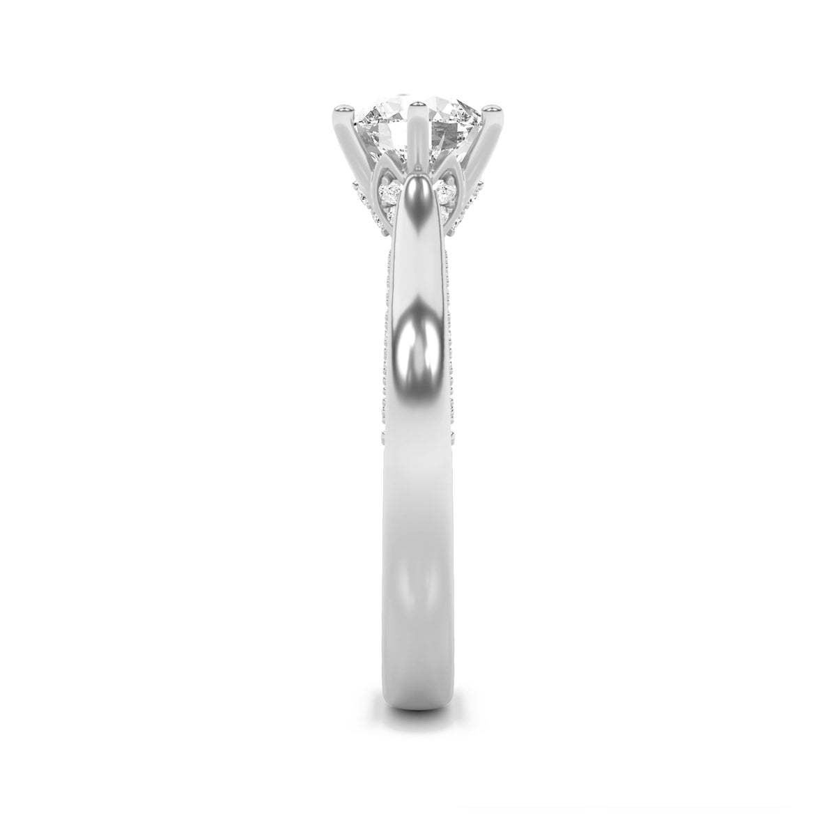 1.25CTW Round Lab-Grown Diamond Prong Tulip Motif Accented Engagement Ring 53 Stones