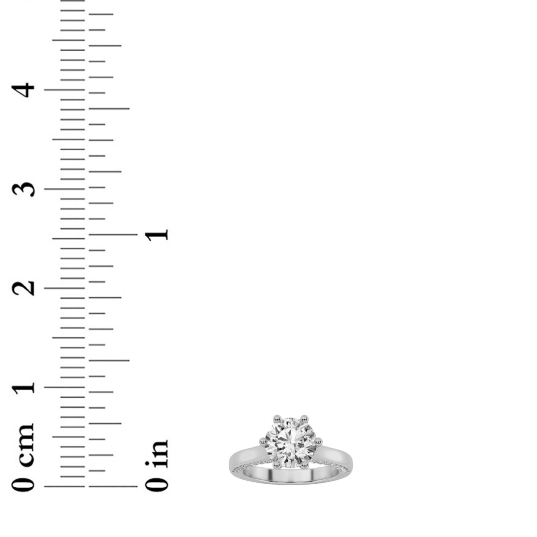 1.25CTW Round Lab-Grown Diamond Prong Tulip Motif Accented Engagement Ring 53 Stones