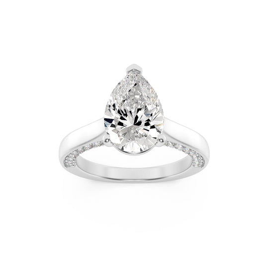 1.25CTW Pear Lab-Grown Diamond Prong Accented Bridge Shank Engagement Ring 43 Stones