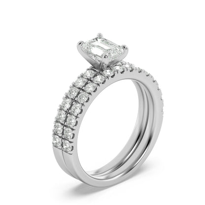 2CTW Radiant Lab-Grown Diamond Prong Classic Accented Set With Band and Engagement Ring 31 Stones