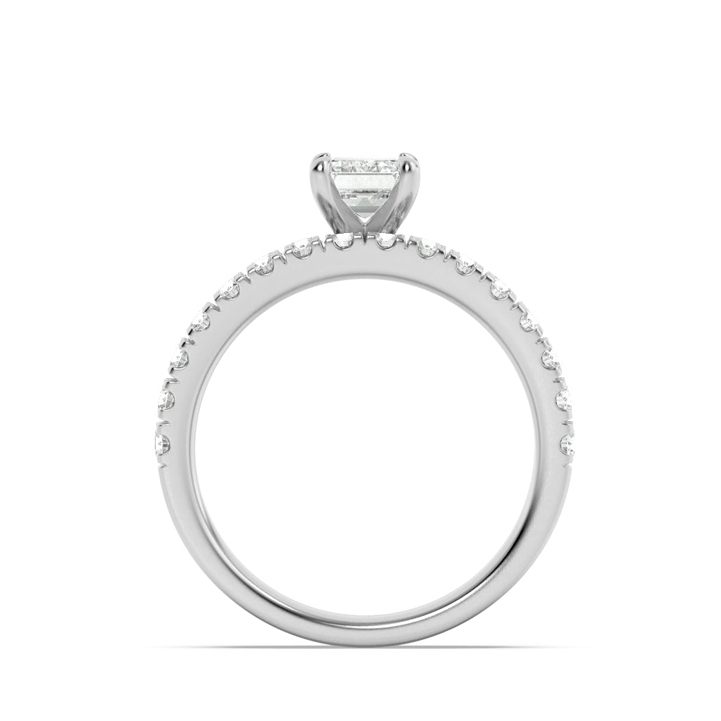 2CTW Radiant Lab-Grown Diamond Prong Classic Accented Set With Band and Engagement Ring 31 Stones