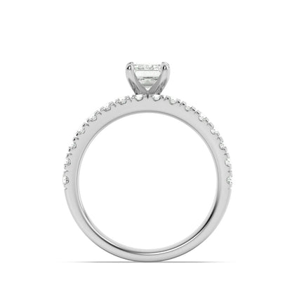 2CTW Radiant Lab-Grown Diamond Prong Classic Accented Set With Band and Engagement Ring 31 Stones