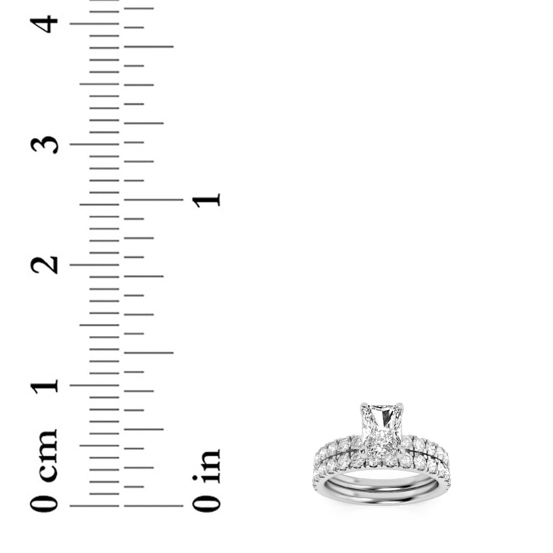 2CTW Radiant Lab-Grown Diamond Prong Classic Accented Set With Band and Engagement Ring 31 Stones
