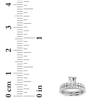 2CTW Radiant Lab-Grown Diamond Prong Classic Accented Set With Band and Engagement Ring 31 Stones