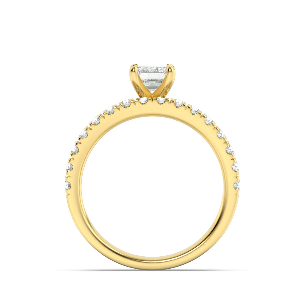 2CTW Radiant Lab-Grown Diamond Prong Classic Accented Set With Band and Engagement Ring 31 Stones