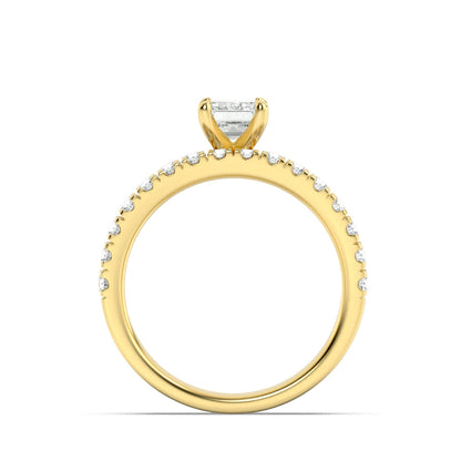 2CTW Radiant Lab-Grown Diamond Prong Classic Accented Set With Band and Engagement Ring 31 Stones