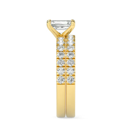 2CTW Radiant Lab-Grown Diamond Prong Classic Accented Set With Band and Engagement Ring 31 Stones