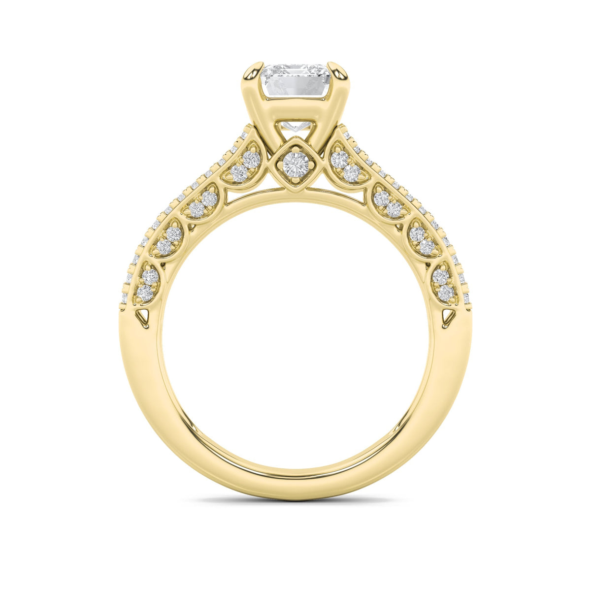 2CTW Emerald Lab-Grown Diamond Prong Split Shank Accented Engagement Ring 83 Stones