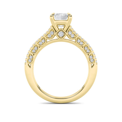 2CTW Emerald Lab-Grown Diamond Prong Split Shank Accented Engagement Ring 83 Stones