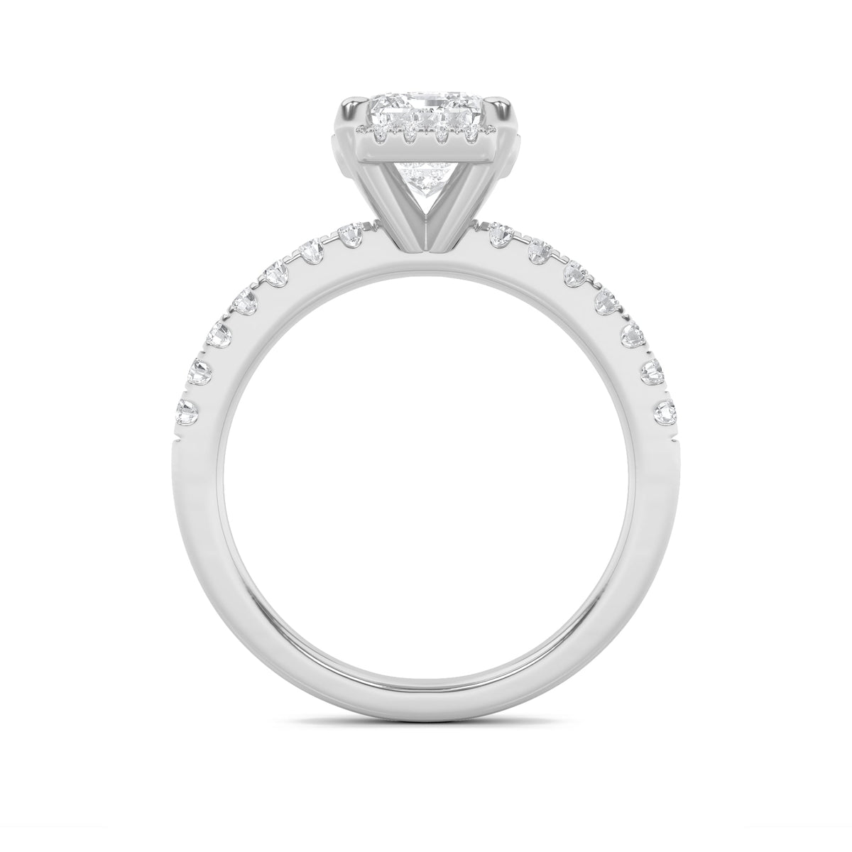 2CTW Emerald Lab-Grown Diamond Prong Halo Accented Engagement Ring 33 Stones